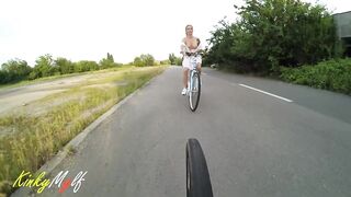 Kinky cunt with mouth Flashing Breasts and PAWG while Riding Bike. KinkyMylf
