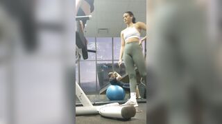 Cute gym bunnies downblouse camel toe bend over