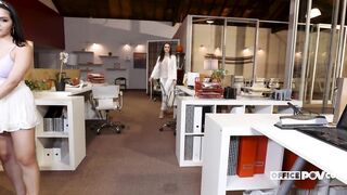 three girls in the office POV style