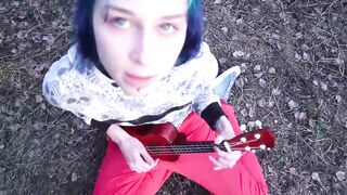Pounded a singing women into the woods by the road