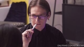 Nerdy Boy was Caught Masturbating while Preparing for Exams