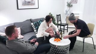 Hoe wifey fucks with her hubby's friends while he is