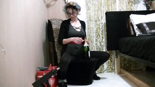 Wine, Cigarettes and Masturbation with a Huge Ebony Sex Toy