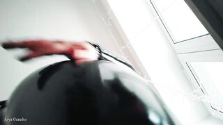 Rubber Pvc Selfie Tape with Facesitter Desires. Arya Grander Bdsm