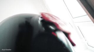 Rubber Pvc Selfie Tape with Facesitter Desires. Arya Grander Bdsm