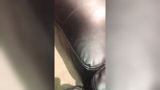 Married Next Door Wearing G-String and Dress Smoking Blunt with Legs