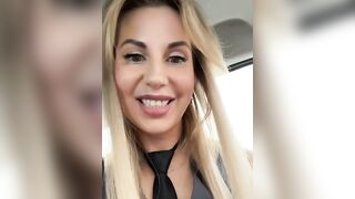 Sexy blonde striptease in public car - Teasing Busty Girlfriend