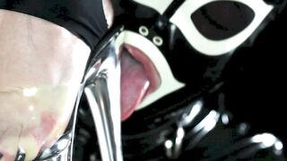 Dominant Mistress In Leather Gives Foot Worship Lesson To Slave Boy