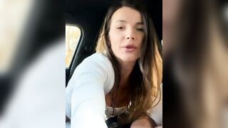Sexy Brunette Bombshell Rides Her Boyfriend's Dick In Car While He Drives - Hot Couple Fucks Publicly