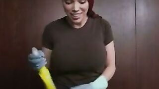Redheaded Vixen Gives Sensual Blowjob & Rides Big Black Dildo to Orgasm