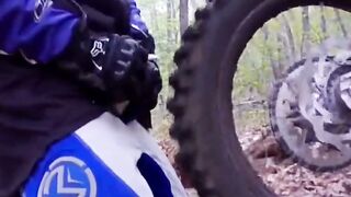 Dirt Bike Riding Teen Boy Shows Off Skills In The Forest - Outdoor Adventure
