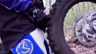 Dirt Bike Riding Teen Boy Shows Off Skills In The Forest - Outdoor Adventure