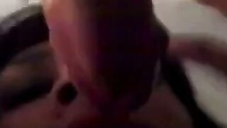 Cross-Dressing MILF Gives Blowjob in Public Bathroom