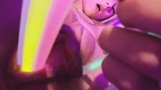 Mia18's Shiny Wet Vagina - Solo Play With Toys And A Dildo In The Dark