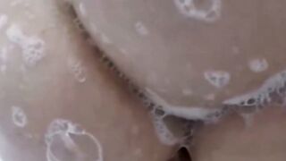 Big Booty Bath Time - Curvy Babe Jerks Off Her Man With A Smile
