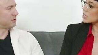 Big Tits MILF Boss Demands Quick Fuck Before Work