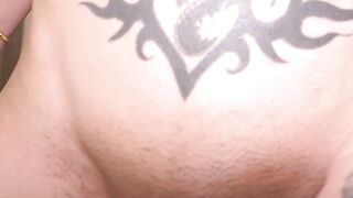 Ladyboy Green strokes me with her feet and big titties