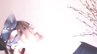 Tattooed Asian Babe in Cat Mask Takes Big Cock Hard