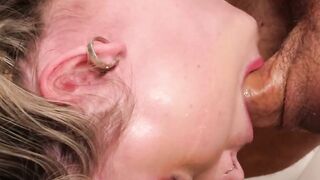Horny teen Lilly Bell gets her face fucked while doing homework