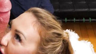 Nasty Adira Allure swallows the whole cock down her hungry throat