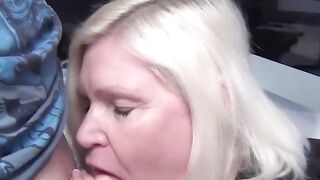 Busty UK grandma seduces guy to slobber all over his cock