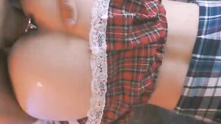 Hot schoolgirl in plaid skirt gets her ass fucked hard POV