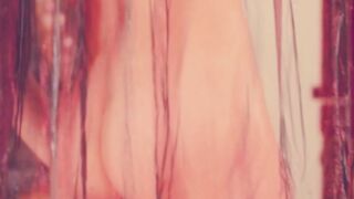 Glamorous Chinese teen porcelain doll Wu Muxi shows her exotic hairy pussy