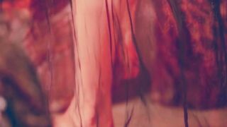 Glamorous Chinese teen porcelain doll Wu Muxi shows her exotic hairy pussy