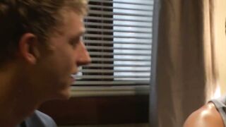 Brendon Scotts ass drilled with a massive dildo while his cock is edged