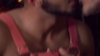 Manuel Skye rams fresh bartender Ayis Paros hole at the bar counter