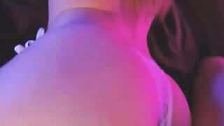 Brunette in White Lingerie Teases Big Ass on Bed with Man
