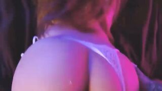 Brunette in White Lingerie Teases Big Ass on Bed with Man