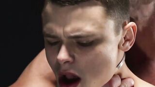 Myles Landon's ball licking in a bareback fuck with Austin Young