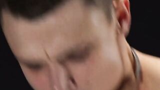 Myles Landon's ball licking in a bareback fuck with Austin Young