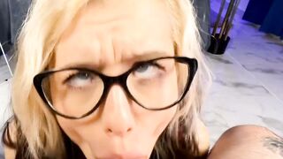 Slutty Nerdy Babe Gives Sloppy Blowjob