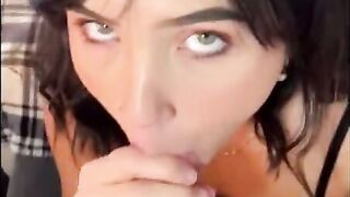 Dark Haired Vixen - Intense Blowjob with Deep Throat & Popshot Finish