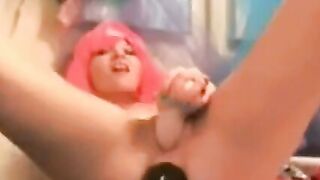 Pink-Haired Cam Girl Gets Anal Dildo Action