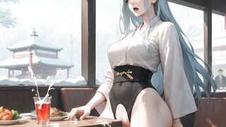 Creamy Kimono Tease at the XXX Cafe