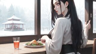 Creamy Kimono Tease at the XXX Cafe