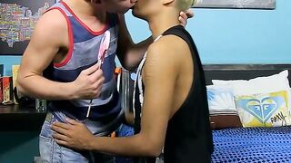 Twink Licks Lollipop Before Anal Sex and Big Cumshot