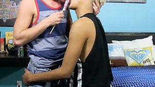 Twink Licks Lollipop Before Anal Sex and Big Cumshot