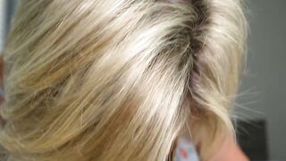 POV: Blonde MILF Stepmom Gives Stepson Morning Blowjob