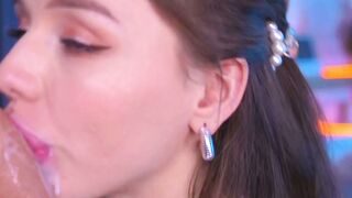 Brunette Babe Gags on Massive Dildo in Live Cam Show
