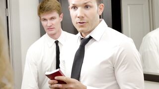 Horny teen stepsis and slutty BFF tease and seduce mormon stepbro