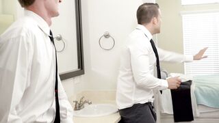 Horny teen stepsis and slutty BFF tease and seduce mormon stepbro