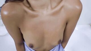 KINKY Ebony Babe Sarah Lace Fucked Hard In Bathroom - POV Blowjob & Creampie