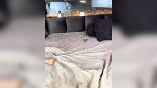 Sexy Blonde in Lingerie Poses and Sucks Dildo on Luxe Bed
