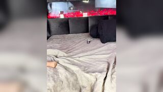 Sexy Blonde in Lingerie Poses and Sucks Dildo on Luxe Bed
