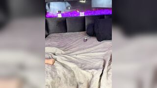 Sexy Blonde in Lingerie Poses and Sucks Dildo on Luxe Bed