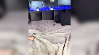 Sexy Blonde in Lingerie Poses and Sucks Dildo on Luxe Bed
